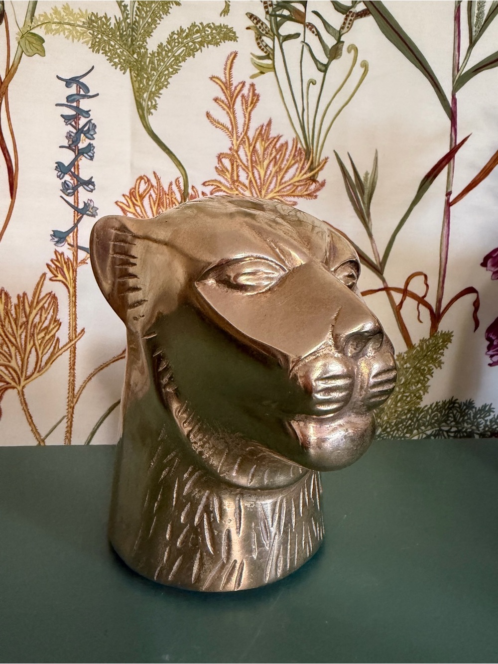 Vintage Brass Jaguar/Leopard Head Sculpture - Home Art Accent- 4lbs !!